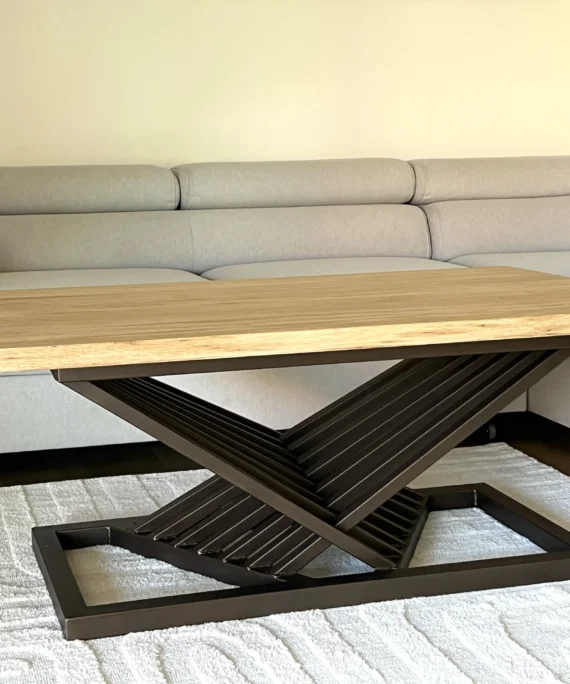 Stolik kawowy Przeplatanka z litego drewna